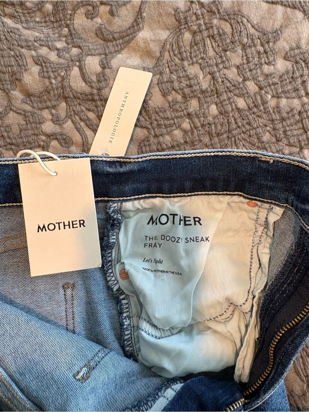 MOTHER “The Doozy Sneak Fray” Mid-rise Wide-Leg Jeans in Medium Blue Wash - Picture 3 of 9